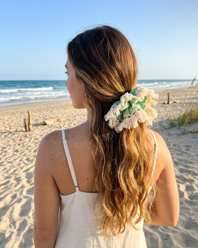 Scrunchie Flecos Verde