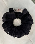 Scrunchie Broderie Full Black