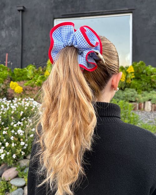 Scrunchie Cuadros Celeste